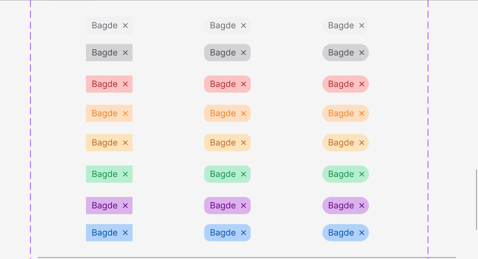 Badges do design system Fraga